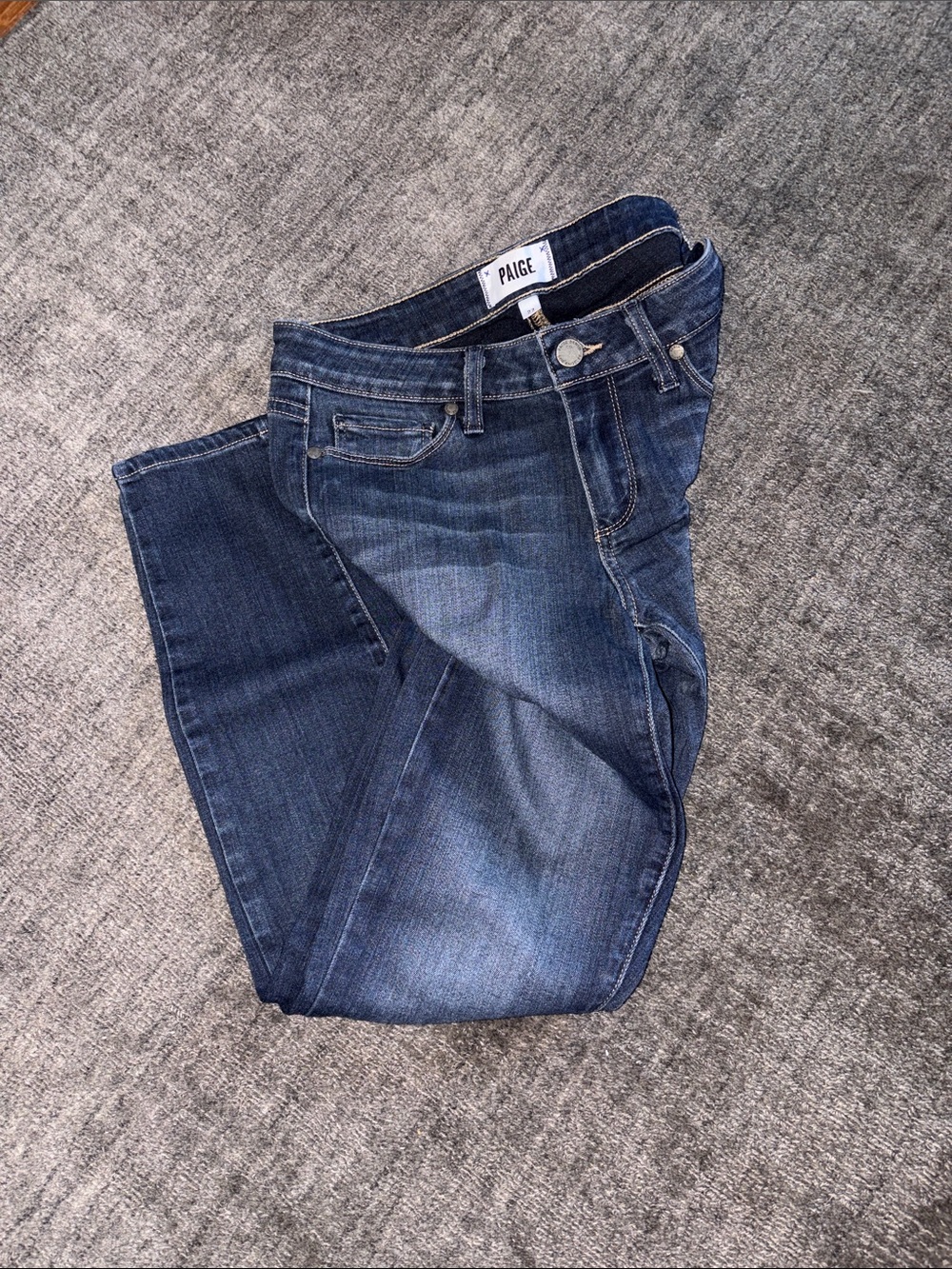 PAIGE Indigo Blue Mid-Rise Skinny Leg Jeans